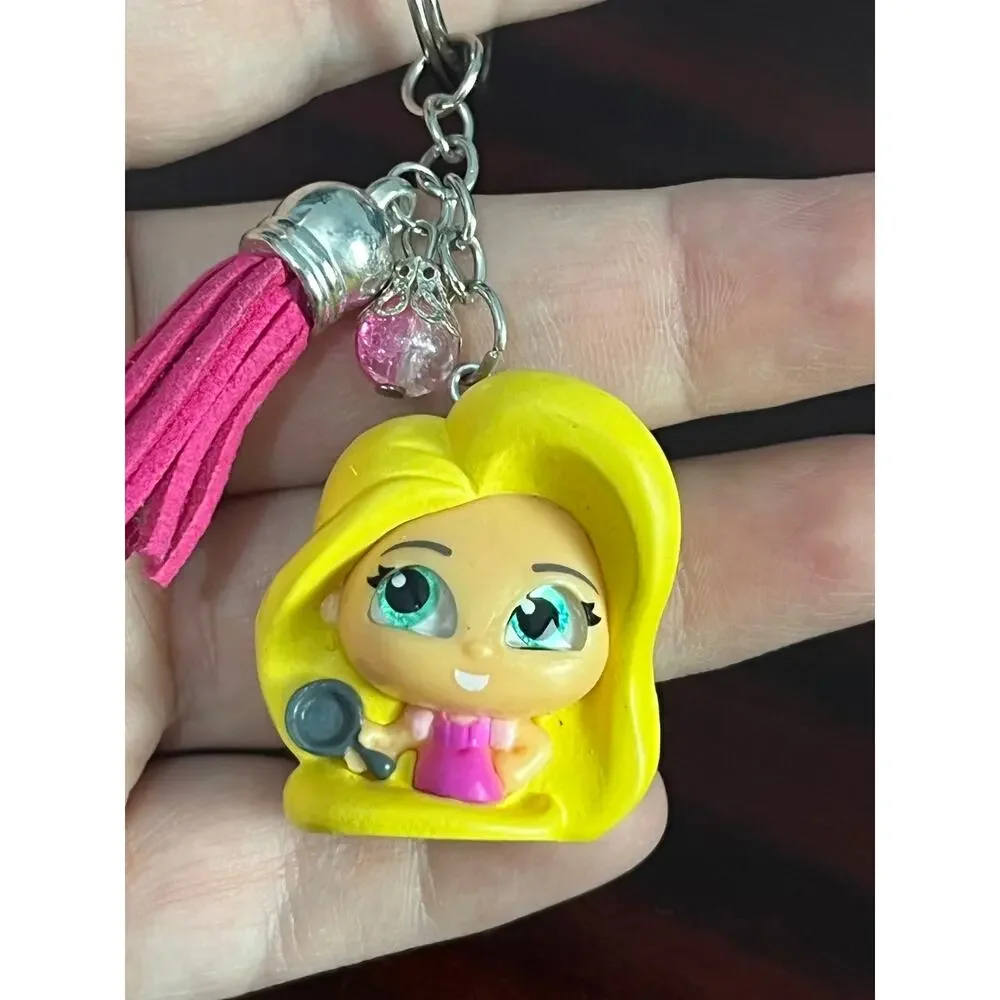 Just Play Disney Princess Keychain Lot Belle Rapunzel Fairy Godmother Tremaine